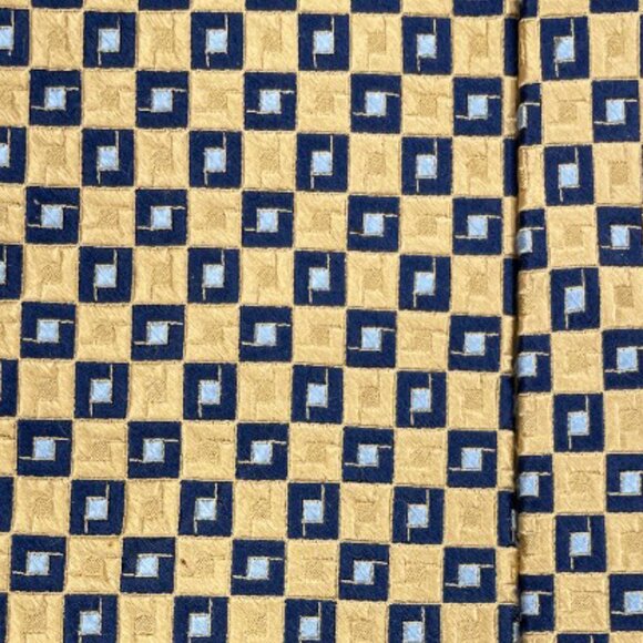 Nautica Silk Tie Geometric Gold Blue Cubes - Picture 3 of 6